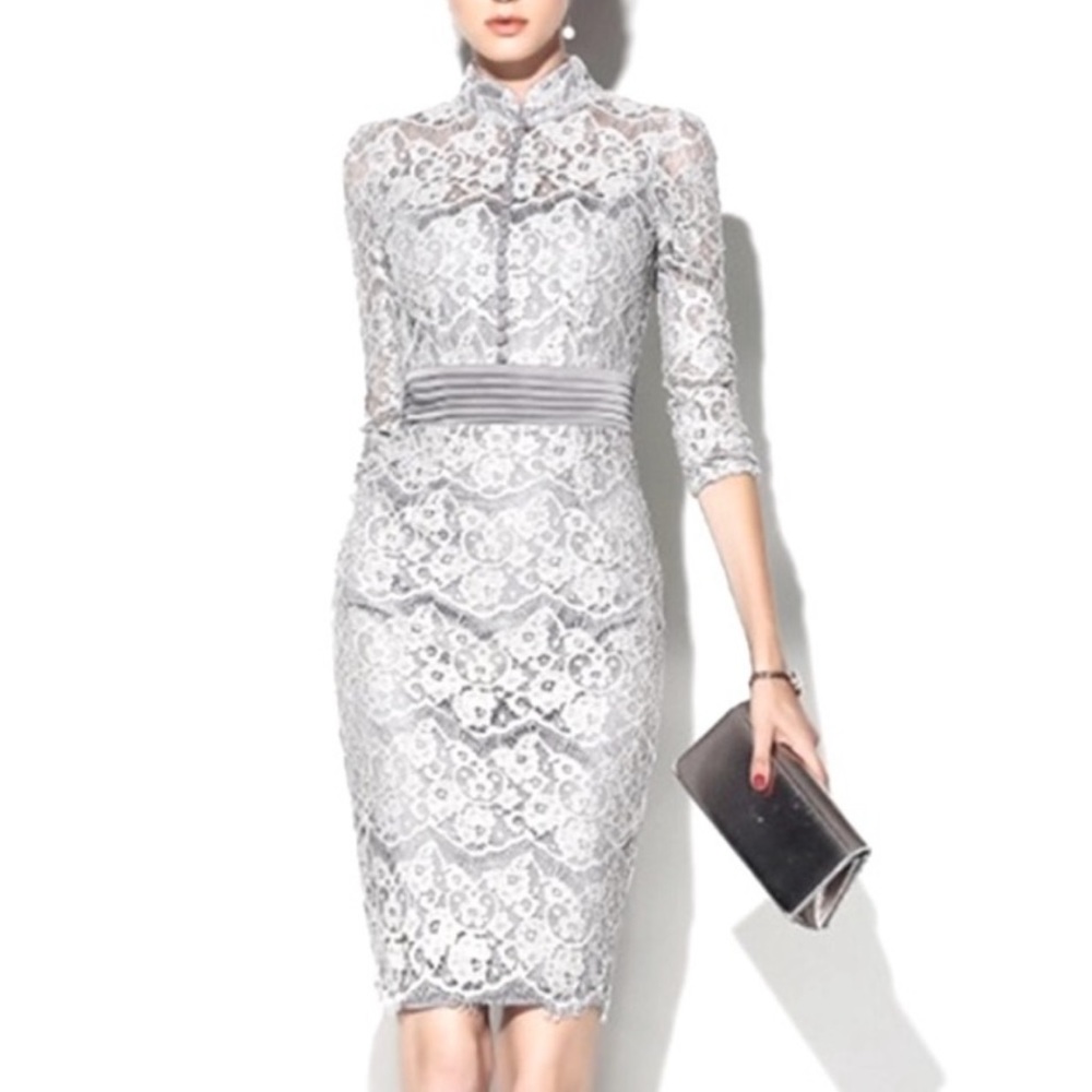 METISU Lace Powder Blue Midi Dress Size S